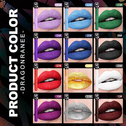 Yellow Metallic Liquid Shimmer Lipstick Glitter Lip Gloss, Glossy Full Matte Lip Gloss, Waterproof Longlasting High Pigment Shimmer Lip Gloss,Bold Goth Makeup for Halloween Makeup Gift, #08