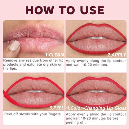 Lip Liner Stain, Long Lasting Peel Off Lip Stain, Waterproof & Transfer-Proof Matte Lip Tattoo, Easy to Use & Natural Finish (Party Pink)