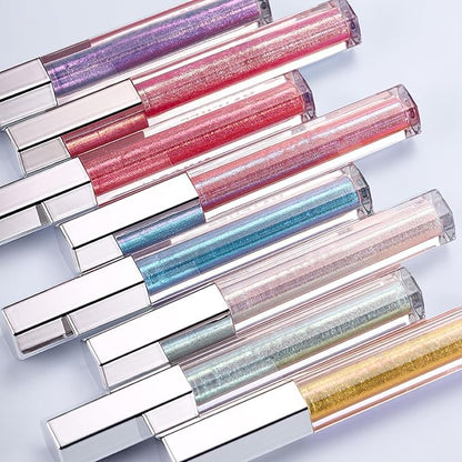 Green Glitter Lip Gloss Liquid Lipstick, Diamond Shimmer Metallic Sparkly Iridescent Chameleon Lip Gloss Gift for Women, Long Lasting Waterproof Highly Pigment Glimmer Holographic Lip Makeup01