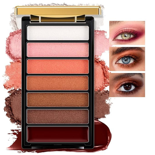 7 Colors Glitter Eyeshadow Palette, Shimmer Full Face Makeup Palette, Professional Eye Makeup Palette for Eyes, Lips, Contour & Blush