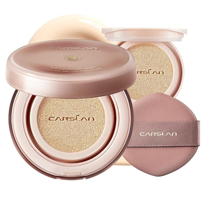 Moisture Air Cushion Cream Face Foundation Makeup, Lightweight, Full Dewy Coverage, Builable Glow, Finish Foundation with Hyaluronic acid, P02 Fair For Dry Skin (Refill Included)