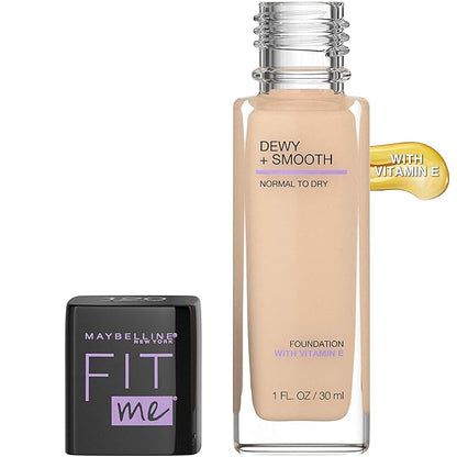 Maybelline Fit Me Dewy + Smooth Foundation Makeup, Classic Ivory, 1 Count (Pack of 4)