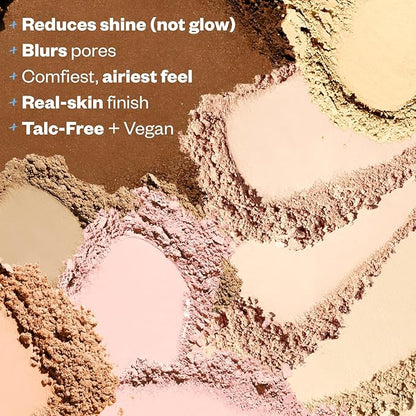 Kosas Cloud Set Face Setting Powder - Smoothing Shine Control, Soft, Sheer Translucent Makeup Finish, Portable & Long-Lasting Loose Pressed Baking Powder - Velvety (Sheer Deep)