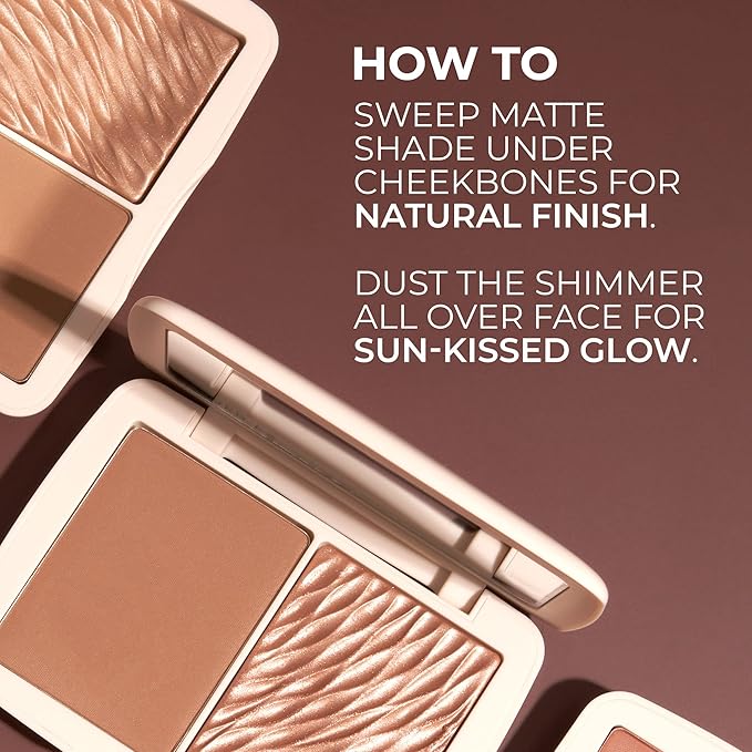 COVER FX Monochromatic Bronzer Duo, Suntan Bronze, and Custom Bronzer Drops, Glided Glow