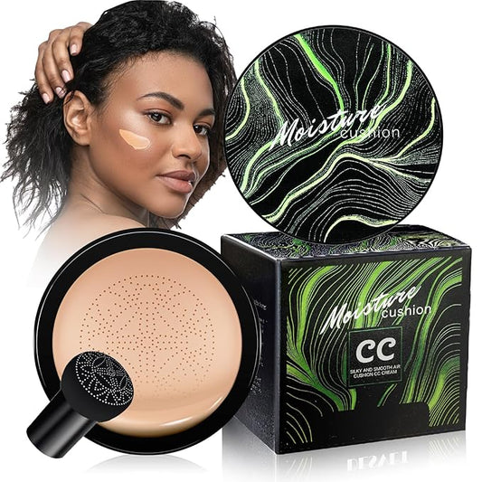 Mushroom Head Air Cushion CC Cream - Moisturizing BB Creams Foundation, Long-Lasting Waterproof New Air Cushion CC Cream Concealer for Even Skin Tone (Medium Deep, 1 PCS)