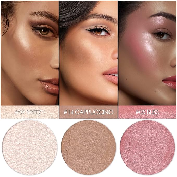 3 Pcs LIGHT-MEDIUM Contour Stick Set,Cream Blush & Highlighter Bronzer Pen,Long Lasting & Smooth Natural Face Contouring Illuminator,Professional Makeup Kit for All Skin