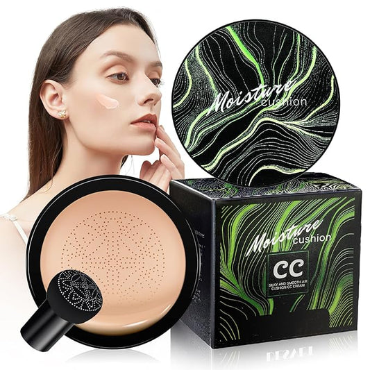 Mushroom Head Air Cushion CC Cream - Moisturizing BB Creams Foundation, Long-Lasting Waterproof New Air Cushion CC Cream Concealer for Even Skin Tone (Natural, 1 PCS)