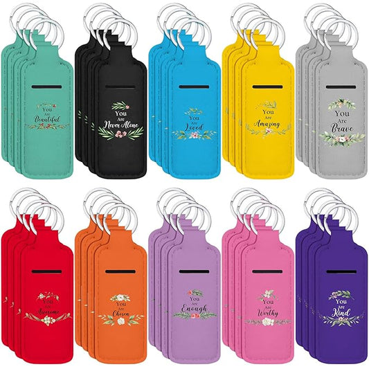 Ctosree 40 Pcs Inspirational Theme Lipstick Holder Lip Balm Holder with Portable Clip on Lip Gloss Sleeve Pouch Pocket for Employee Nurse Mother Teachers(Multicolor)