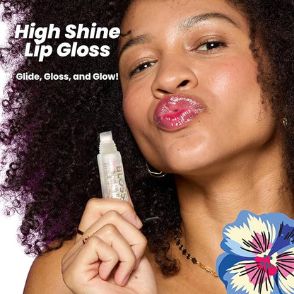 Blossom Lip Gloss Tubes, Marshmallow Scented Thick Clear High Shine Moisturizing Flower Lip Gel with Nourishing Jojoba Seed Oil, Infused with Real Flowers, 0.3oz, Marshmallow
