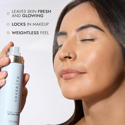 COVER FX Dewy Finish Setting Spray - Makeup Finishing Spray - Shea Butter & Aloe - 4 Fl Oz