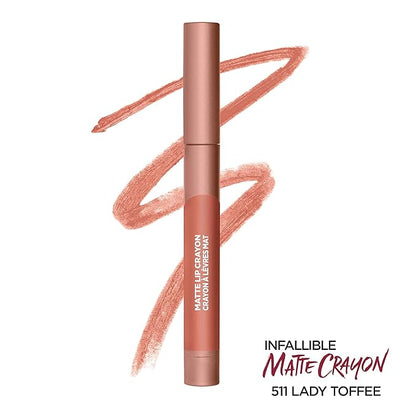 L’Oréal Paris Infallible Matte Lip Crayon, Lady Toffee (Packaging May Vary)