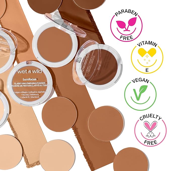 wet n wild Bare Focus Clarifying Finishing Powder | Matte | Pressed Setting Powder Fair-Light