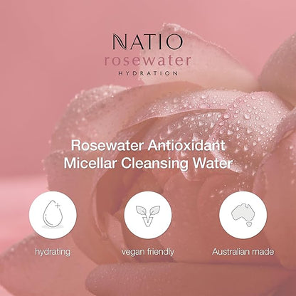 Australia Rosewater Hydration Antioxidant Micellar Cleansing Water, 8.4 oz - Makeup Remover Face Cleanser - Facial Cleanser for All Skin Types