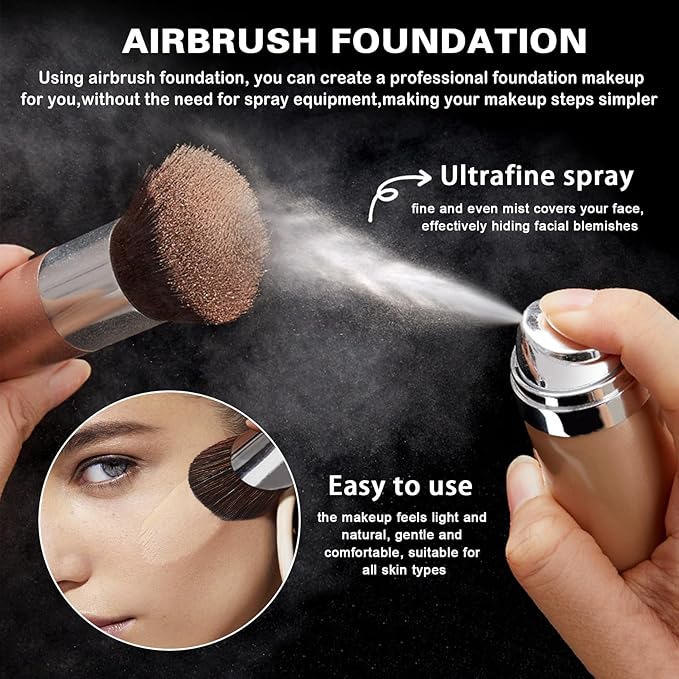 Air Brush Makeup Foundation and Makeup Primer for Face,Hydrates and Moisturizes,Buildable Coverage with Anti-aging Formula for Smooth Radiant Skin (01 Natural)