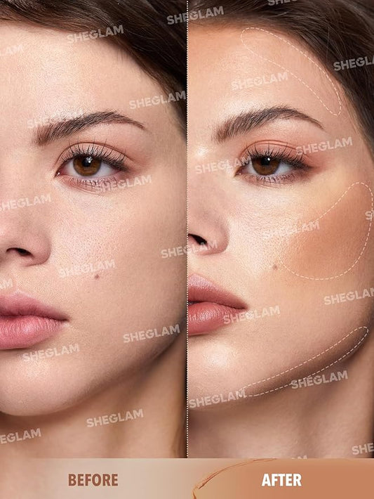 SHEGLAM Silk Haze Cream Bronzer Blendable Cream Makeup with a Lightweight Formula - Customizable Face Makeup for a Natural, Sun-Kissed Glow Long Lasting-Golden Sun