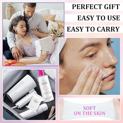 Deep Cleansing Gentle Makeup Remover Cleansing Water Kit with Soft Makeup Remover Cotton Pads for All Skin Types,Hydrating Facial Cleanser Make Up Micellar Remover Liquid for Women and Men