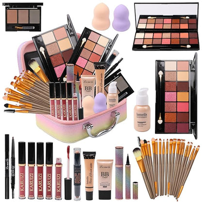 All In One Makeup Set,makeup set for girls,Makeup Gift Set for Women & Girls,Make up Cosmetic Storage,Rainbow Gift Cosmetic Case