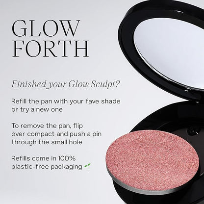 Saie Glow Sculpt Multi-Use Highlighter + Cream Blush Refill - Lightweight with Hyaluronic Acid + Micropearl for Radiant, Glowing Skin - Quartzglow (.02 oz)