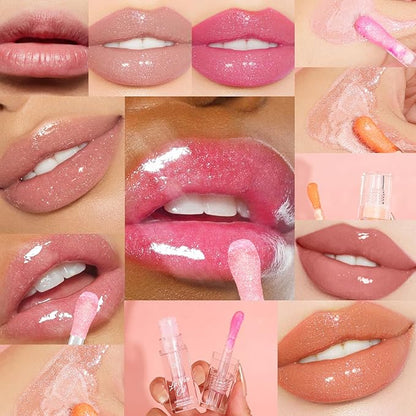 Magic Color Changing Lip Gloss, Warm Change Moisturizing, Long Lasting Nourishing Big Brush Lip Oil (#8)