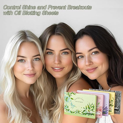 Oil Blotting Sheets for Face - MAQIHAN 5 Scents,750 Counts Oil Absorbing Sheets Blotting Paper for Oily Control Skin Paper,Must Have Face Oil Sheets Premium Bamboo Charcoal Blotter Paper for Women