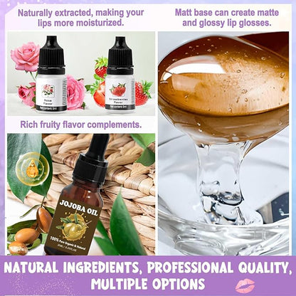 JCOOS DIY Lip Gloss Making Kit - 63PCS Diamond Matte Lip Gloss Base, Tubes & Pigment - Teen Girl Gifts