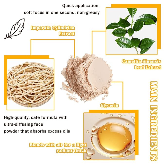 Sunscreen Setting Powder,SPF 50++ Mineral Setting Powder with Soft Sunscreen Brush,Oil Control Lightweight Brush Powder,Matte Translucent Face Powder for All Skin,Smooth Lasting Breathable Concealer