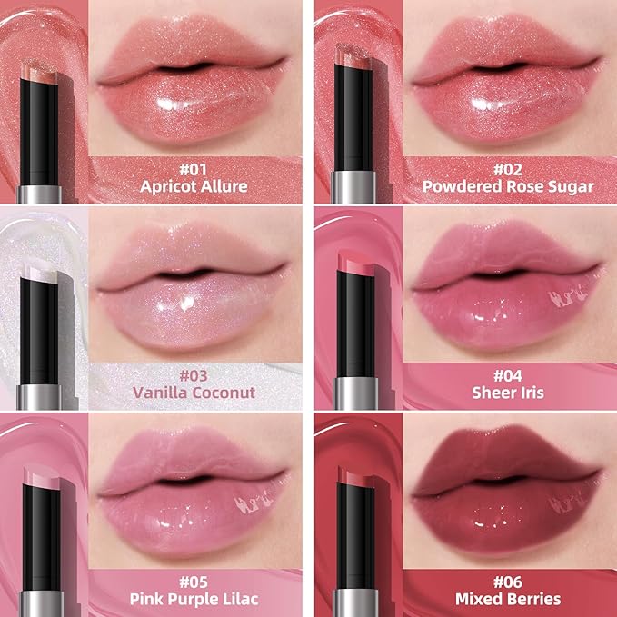 KIMUSE Lip Plumper, Hydrating Korean Lip Gloss, Click Tinted Lip Balm Solid Lipstick for Plumps & Moisturizes, Long-wearing All-in-one Lip Plumping, Gloss, Balm