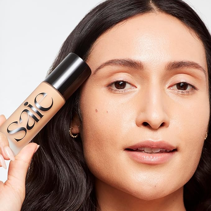 Saie Glowy Super Skin Tint Liquid Foundation - Hydrating Serum Foundation with Lightweight, Medium Coverage - Formulated with Hyaluronic Acid to Hydrate, Brighten and Plump - Shade 15 (1.01 oz)