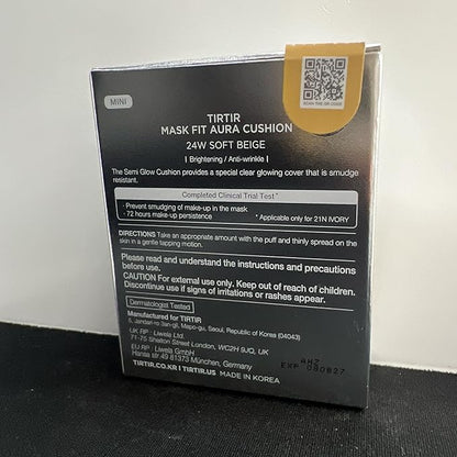 [*Mini Size*] TIRTIR Aura Glow Silver Cushion | Korean Cushion Foundation, (#24W Soft Beige, 0.15 Fl Oz)
