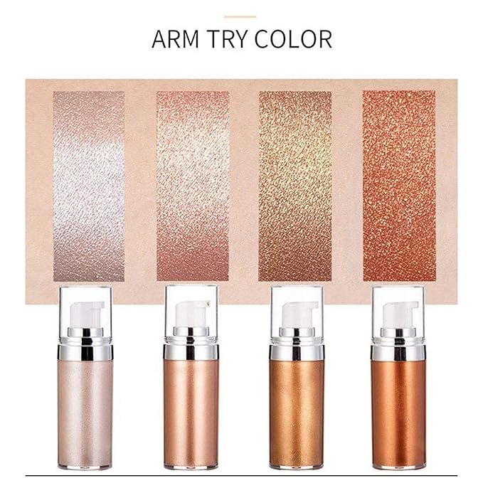 Body Face Luminizer Highlighter Cream Spray Liquid Bronzer Illuminator Glow Glistening Makeup Foundation Cheekbone & Blush Liquid Highlighter Bronzer Smooth Shimmer Glow Makeup(#2 Rose Gold)