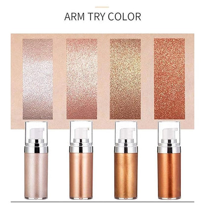 Body Face Luminizer Highlighter Cream Spray Liquid Bronzer Illuminator Glow Glistening Makeup Foundation Cheekbone & Blush Liquid Highlighter Bronzer Smooth Shimmer Glow Makeup(#2 Rose Gold)