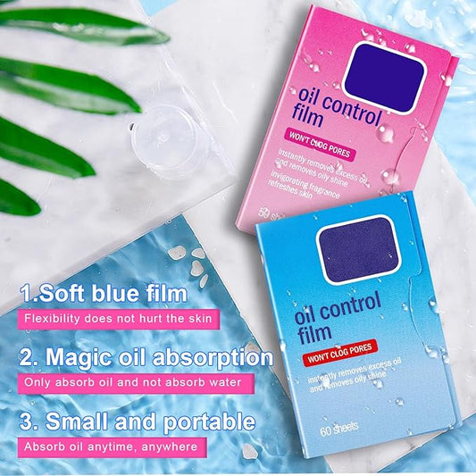 3 Packs Oil Blotting Sheets for Face (170 Sheets) - Oil Absorbing Blotting Papers for Oily Skin, Makeup-Friendly & Portable Oil Wipes