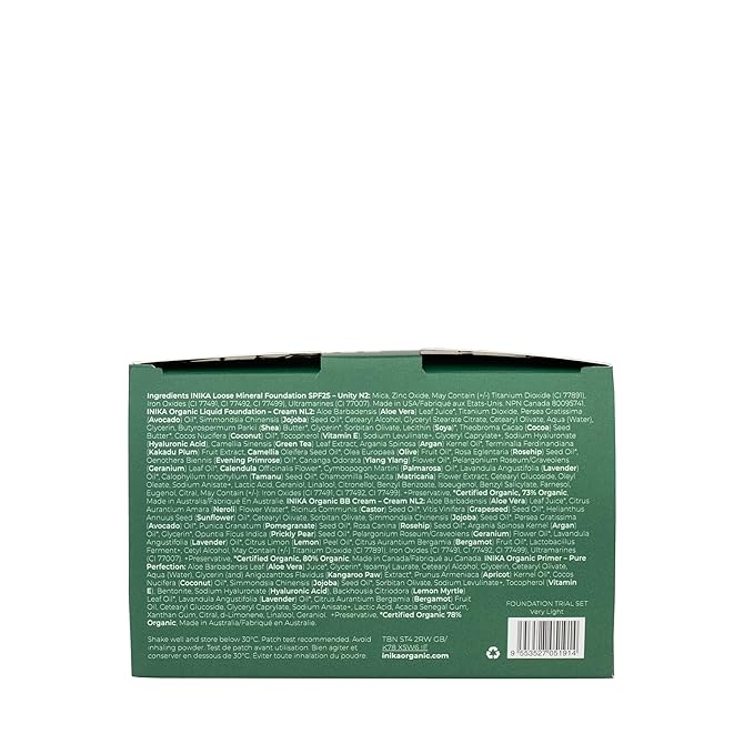 INIKA Organic Foundation Trial Set, Natural Mineral essentials kit, Vegan, Cruelty-Free, Paraben-Free, Rich in Antioxidants and Essential Fatty Acids, Comes in Sustainable Packaging - Very Light