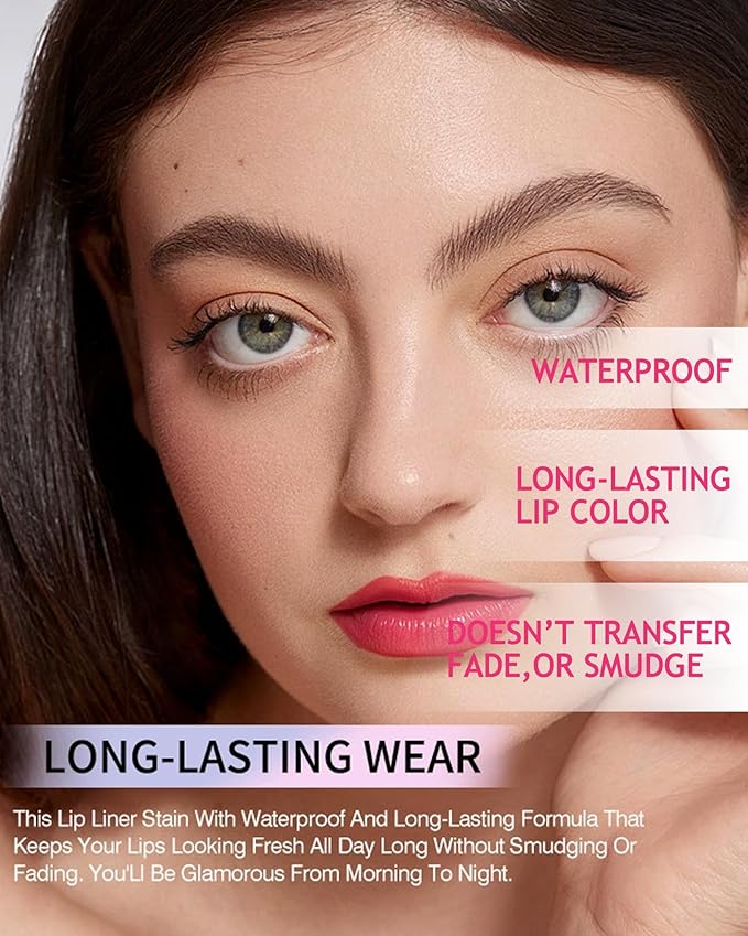 Peel Off Lip Stain, Matte Nude Liquid Lip Stain Peel Off Lip Liner Tattoo Non Stick Lip Gloss, Long Lasting Waterproof Red Lip Tint Lipstick Intense Lip Color Highly Pigmented for Women Lip Makeup-02