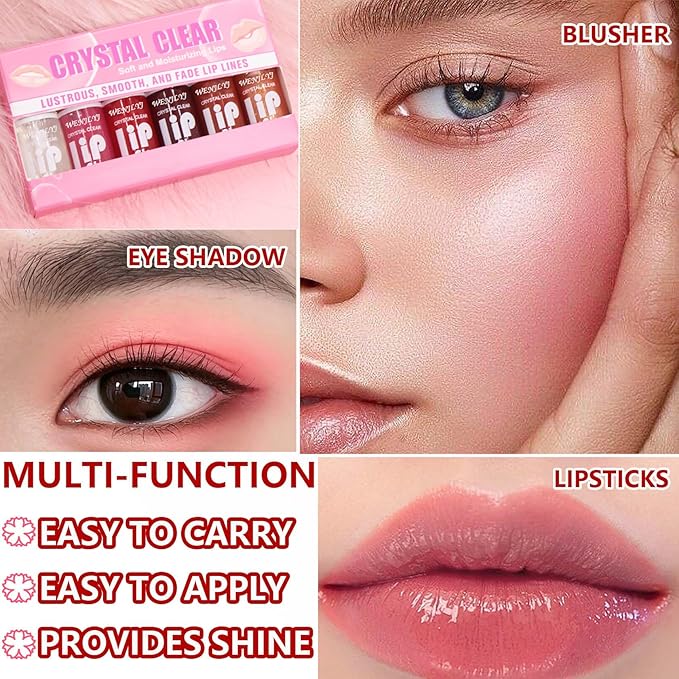 6 Colors Lip Tint Stain Set,Mini Velvet Lip Tint Watery Lip Stain Long Lasting Waterproof Moisturizing Lip & Cheek Tint,Hydrating,Natural Glossy Liquid Lipstick Lip Gloss Kits for Women (Set B)