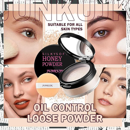 Loose Setting Powder,Lightweight Oil Control Translucent Loose Face Powder with Brush,Waterproof Long Lasting Soft Smooth Matte Face Finishing Powder for Natural Flawless Makeup