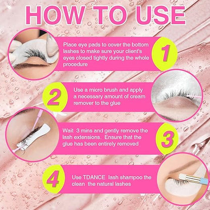 TDANCE Cream Lash Remover for Lash Extensions, Lash Extension Remover, Low Irritation Cream for Sensitive Skin, Professional Eyelash Extension Remover for Salon(Lash Remover,15g)