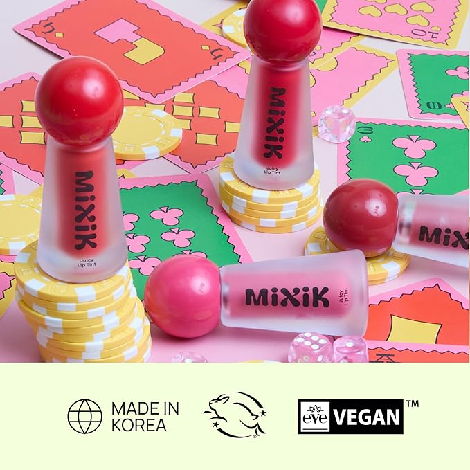 MIXIK Juicy Lip Tint, Hydrating Water-Based Lip Stain and Gloss that feels light and fresh for Dewy and Radiant lips, Formulated with Blue Agave Extract for long lasting Moisturizing (Pink Guava)
