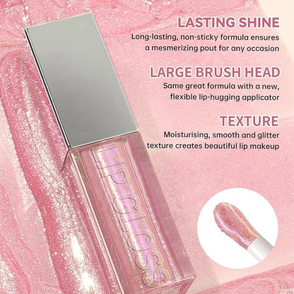 Glitter 2 in 1 Lip Liner and Chameleon Lip Gloss Combo, Gradient Dark Brown Lipstick Plumping Lip Pencil Sparkly Liquid Lip Stain Set, Moisturizing Smooth High Shine Lip Combo Lip Makeup