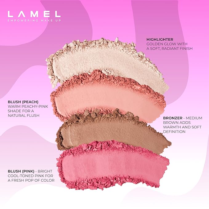 All-Over Face Contour Palette - 4-in-1 Blush, Highlighter & Contour Makeup Kit - Face Sculpting Makeup Palette with Powder Formula - Blendable, Buildable Texture - 02 Medium/Warm, 11.5g, 0.4oz