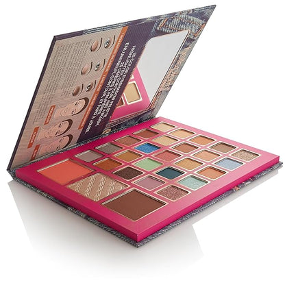 Bellapierre 90s Glam Face & Eye Book Palette | 25 Eyeshadow Shades with Blush, Bronzer, & Highlighter | Non-Toxic & Paraben Free | Vegan & Cruelty-Free