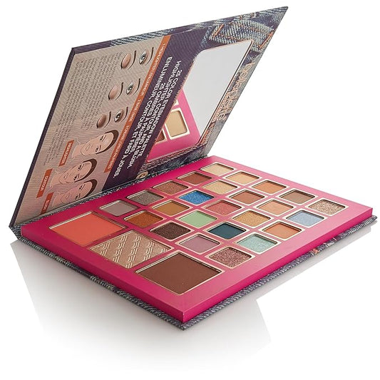 Bellapierre 90s Glam Face & Eye Book Palette | 25 Eyeshadow Shades with Blush, Bronzer, & Highlighter | Non-Toxic & Paraben Free | Vegan & Cruelty-Free
