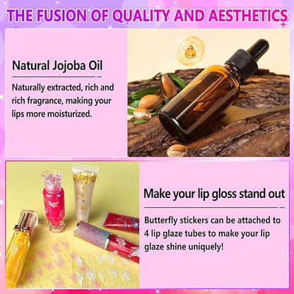 JCOOS Lip Gloss Making Kit, Lip Gloss Set for Teens Kids Tweens Girls Woman Lip Kit Fun DIY Lipgloss Making Kit, Make Your Own Lip Gloss Kit, Moisturizing Glitter Kids Gifts Stuff for Girls 10-12