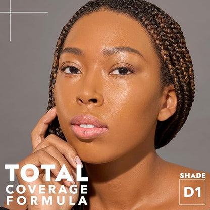 COVER FX Complete Coverage Kit: Total Cover Cream Foundation - Shade D1 + Custom Cover Blending Brush
