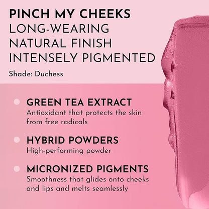 Pinch My Cheeks Soft-Blur Cream Blush - Duchess - Premium Blush with Natural Ingredients to Re-Energize and Protect the Skin While Imparting a Soft, Cloudy Finish - 0.18 oz