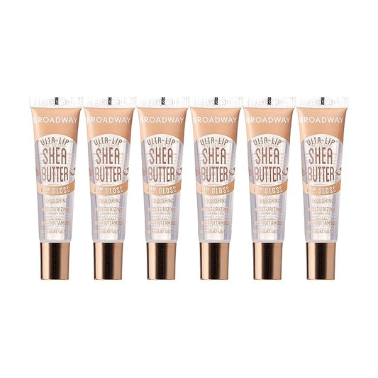 Ruby Kisses Broadway Vita-Lip Clear Lip Gloss (Shea Butter 6 Pack), Ultra-Hydrating & Soothing Formula with Multi-Vitamin Oils, High-Shine Non-Sticky Finish, Nourishing Lip Balm for Healthy Lips