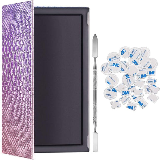 Sumind Empty Makeup Eyeshadow Palette Set 1 Magnetic Empty Palette with 1 Depotting Spatula and 30 Pieces Adhesive Empty Palette Metal Stickers Empty Palette Kit for Makeups (Rectangle)