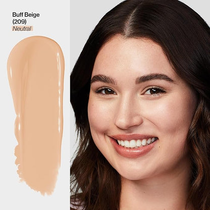 Revlon Illuminance Tinted Serum, Triple Hyaluronic Acid, Evens Out Skin Tone Over Time and Hydrates All Day, SPF 15, 209 Buff Beige, 0.94 fl oz.