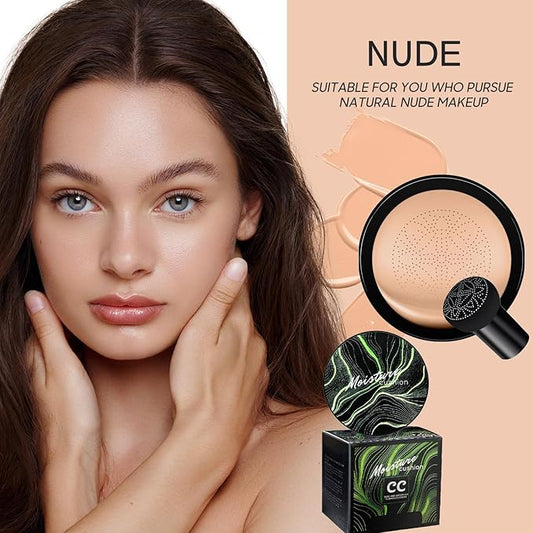 Air Cushion CC Cream Mushroom Head Foundation - Moisturizing BB Cream Makeup Long Lasting Matte Conceale, Oil Control Waterproof Makeup Base Primer (Nude, 1 PCS)