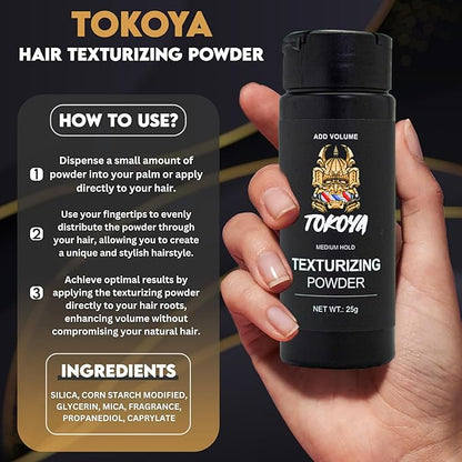 TOKOYA Texturizing Powder - 25g | Instant Volume, Matte Finish, Long-Lasting Hold